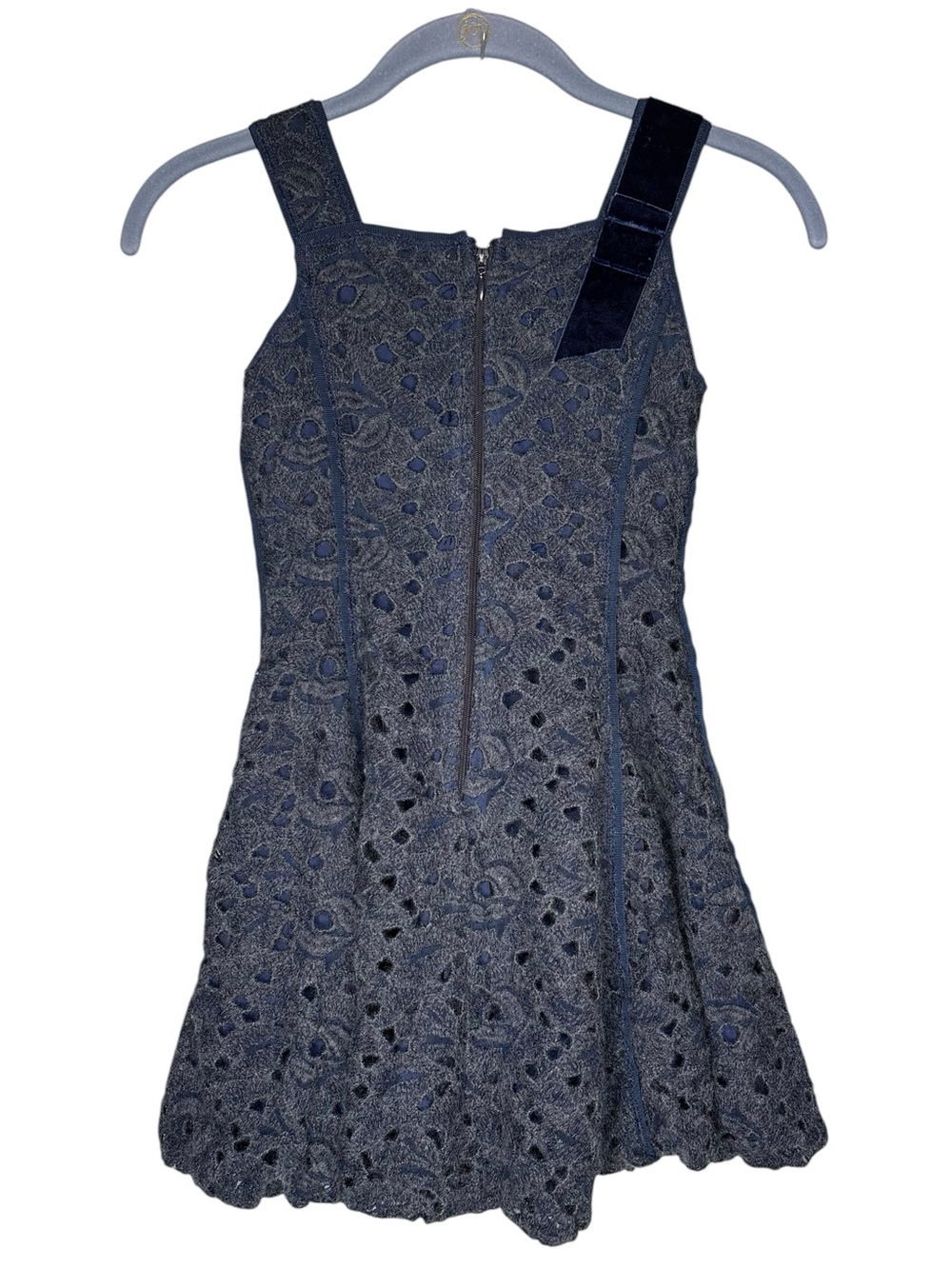 l Pinco Pallino dress girls size 8 formal wear blue lace velvet bow strap Italy - Picture 2 of 5